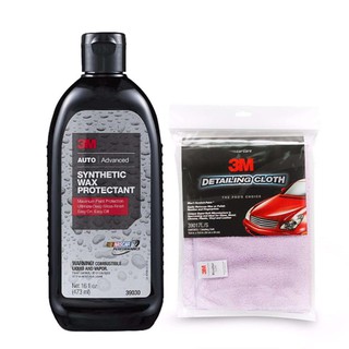 3M SYNTHETIC WAX PROTECTA PROTECTANT 473ML &amp; Microfiber DETAILING CLOTH 50CMX50CM