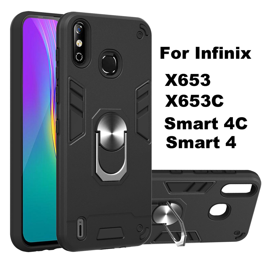เคสโทรศัพท์มือถือ แบบมีแหวนขาตั้ง ป้องกันการกระแทก สำหรับ Infinix Smart 4 Infinix Smart 4C X653C Smart4 X653