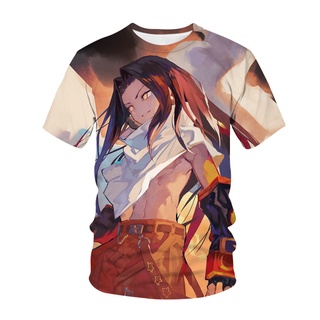 เสื้อยืดคอกลม แขนสั้น พิมพ์ลายอนิเมะ Shaman King 3 มิติ สไตล์ฮิปฮอป ฮาราจูกุ แฟชั่นสําหรับผู้ชาย และผู้หญิง