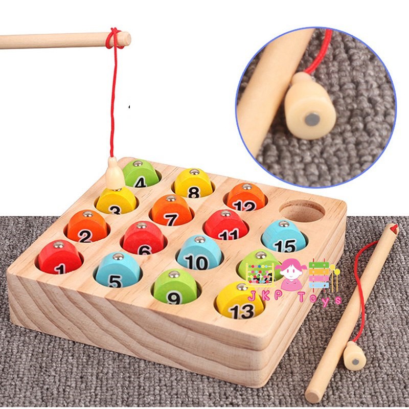 มีโค้ดลดเพิ่ม !! ของเล่นไม้เสริมพัฒนากาาร ตกปลา(เเม่เหล็ก)+ จับคู่ตัวเลข 1-15