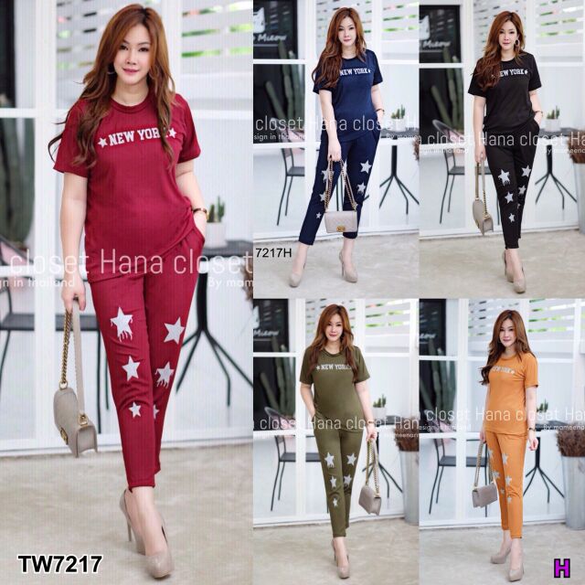 เสื้อคอกลม+กางเกง TW7217 #สาวอวบ **สอบถามก่อนสั่งซื้อ** Set ส่วน ชิ้น 2 5