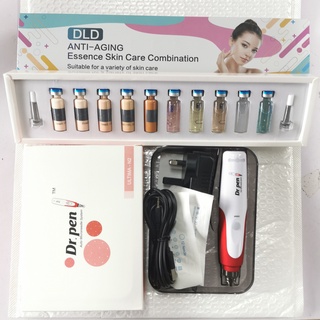 ปากกาแสตมป์เข็มไฟฟ้า N2-C Dermapen + เซรั่ม DLD 10 ชิ้น สําหรับบํารุงผิวหน้า ต่อต้านริ้วรอย