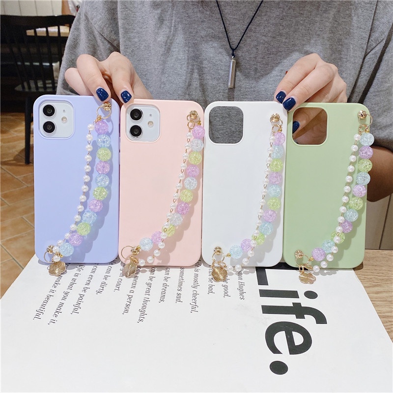 Huawei P10 P20 P30 P40 Mate10 Mate20 Mate30 P50 Pro P20lite Nova3e Mate20X Mate40 Mate40Pro Phone Case Two Rows of Colorful Crystal Beads Bracelet TPU Soft Cover กรณีศึกษา #8