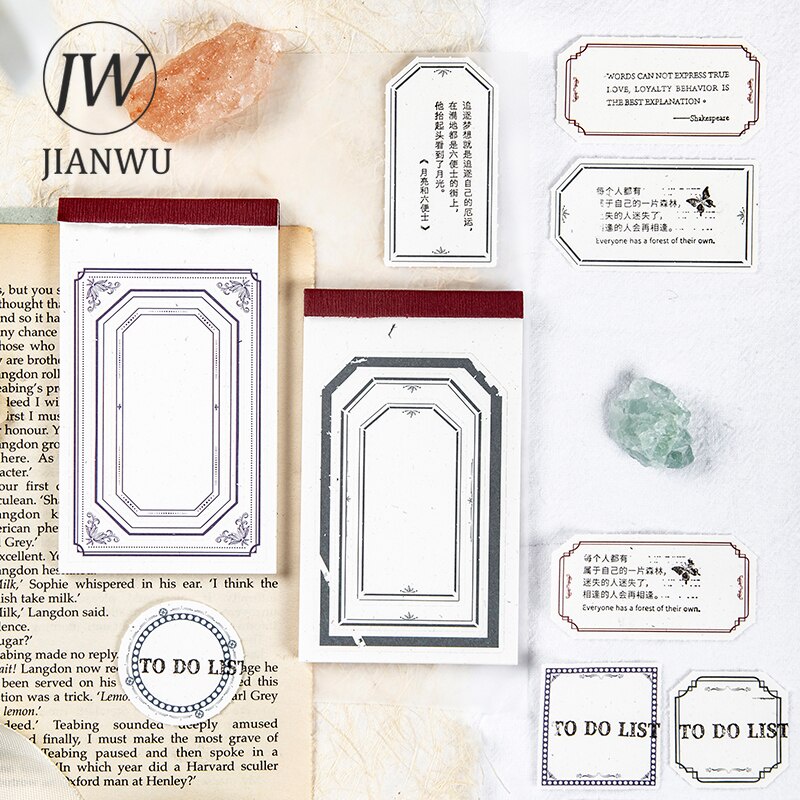 Jianwu แผ่นกระดาษโน้ต ฉีกได้ สไตล์เรโทร สําหรับตกแต่งสมุดภาพ เครื่องเขียน DIY 30 ชิ้น