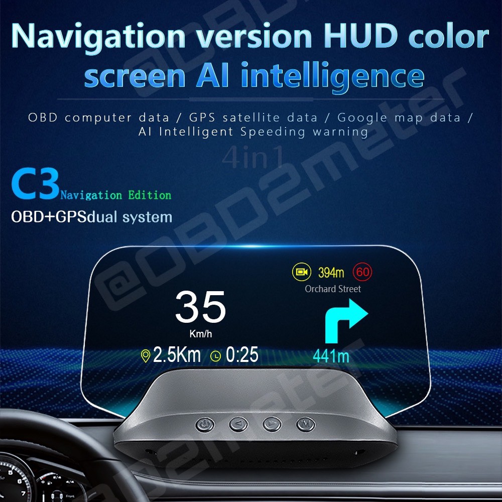 Best seller OBD2 C3 GPS Navigator ใหม่ล่าสุด เกจวัดรถยนต์ HUD แบบสะท้อนกระจก สมาร์ทเกจ เกจวัดความร้อน เกจติดรถยนต์