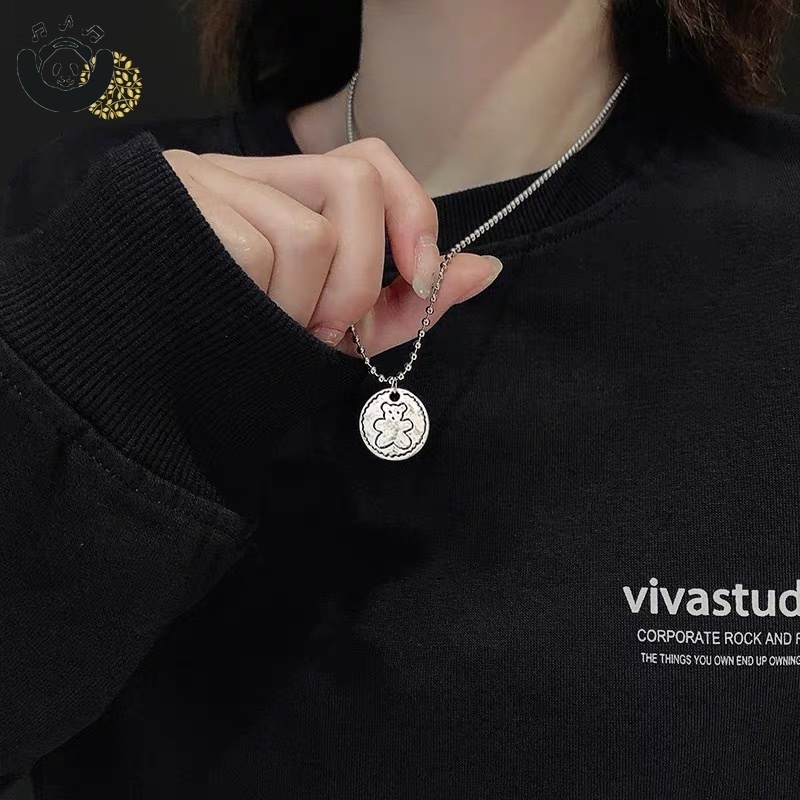 สร้อยคอคู่รักหน้ากลมฮิปฮอปมีสไตล์สไตล์ฮิปฮอปเรียบง่ายสําหรับผู้ชายและผู้หญิง YKD CFH