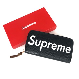 N012 - กระเป๋าสตางค์หนังพียู Supreme มาพร้อมกล่องและการ์ด สกรีนคม (รูปสินค้าจริง)