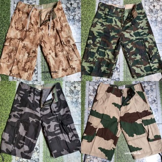 กางเกงทหารขาสั้นลายพรางความยาวขาสามส่วนใส่แล้วคลุมเข่า
