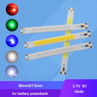 หลอดไฟ LED COB 3.7V 5V 3W สีขาว สีฟ้า พร้อมฐาน 80 มม. X 7.5 มม. 2 ชิ้น