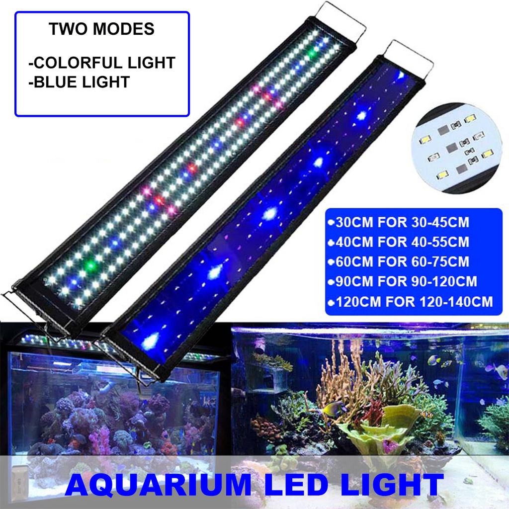 โคมไฟ LED 12V 30 40 60 90 120 ซม. กันน้ํา สีฟ้า สําหรับตู้ปลา