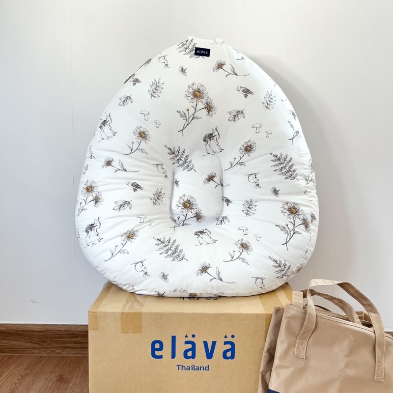 (ใหม่มาก) หมอน Elava หมอนกันกรดไหลย้อนเกาหลี รุ่น Dual ลายเดซี่ Cotton 100% พร้อมกล่อง และถุงผ้า