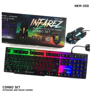 NUBWO NKM-300 ชุดคีย์บอร์ด +เมาส์สำหรับเล่นเกมส์ INFAREZ Keyboard And Mouse Gaming Combo Set