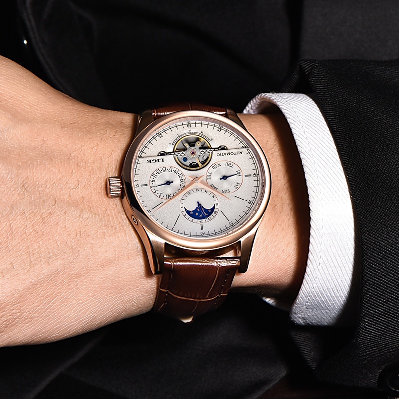 LIGE 2022 ผู้ชายนาฬิกาแบรนด์ชั้นนำบุรุษนาฬิกาจักรกลอัตโนมัติ Tourbillon โครงกระดูกนาฬิกาผู้ชาย