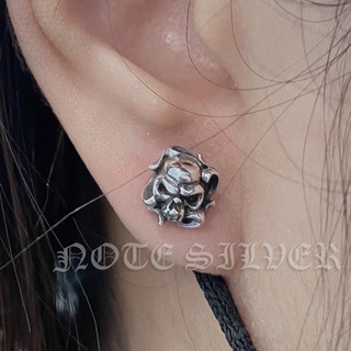 ต่างหูเงินแท้ หัวกะโหลก Sterling Silver 925 NSER386