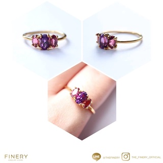 แหวนเงินแท้ 925 -พลอย อเมทิส+pink tourmaline