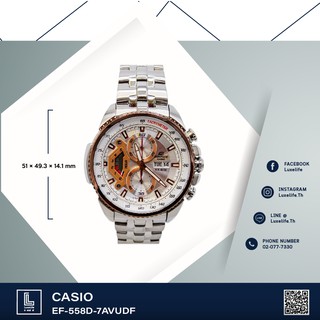 นาฬิกาข้อมือ CASIO รุ่น EF-558D-7AVUDF Edifice -นาฬิกาข้อมือผู้ชาย สีเงิน/พิงค์โกล สายสแตนเลส