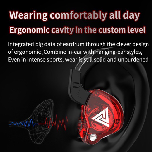QKZ หูฟัง AK6 Earphone Sport Earbuds Stereo หูฟังอินเอียร์ ระดับเสียง HI-FI ไมค์เพิ่ม/ลดเสียง สายยาว 1.2 เมตร