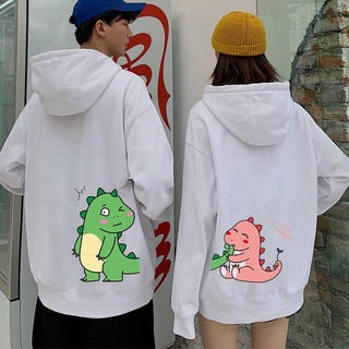 Fashion Couple Dinosaur Hoodie Long Sleeves Plus Size Sweater Loose Oversized Hooded Jacket