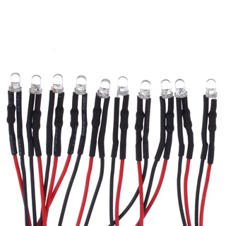 หลอดไฟ LED หัวกลม หร้อมสาย ขนาด 5 มม และ 3 มม สีให้เลือก 5 สี สำหรับรถบังคับวิทยุและอุปกรณ์ต่างๆ