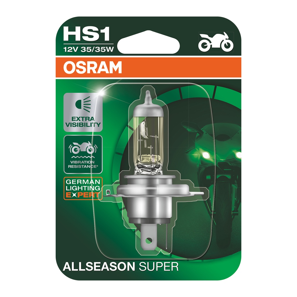 หลอดไฟหน้าฮาโลเจน Osram อัพเกรด ขั้ว HS1 (สามขา) รุ่น All Season Super ...