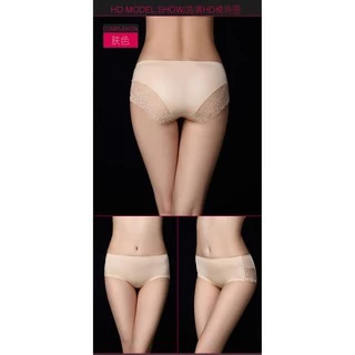 กางเกงในไร้ขอบ มีลูกไม้ ผ้าลื่น ใส่สบาย (10 สี)