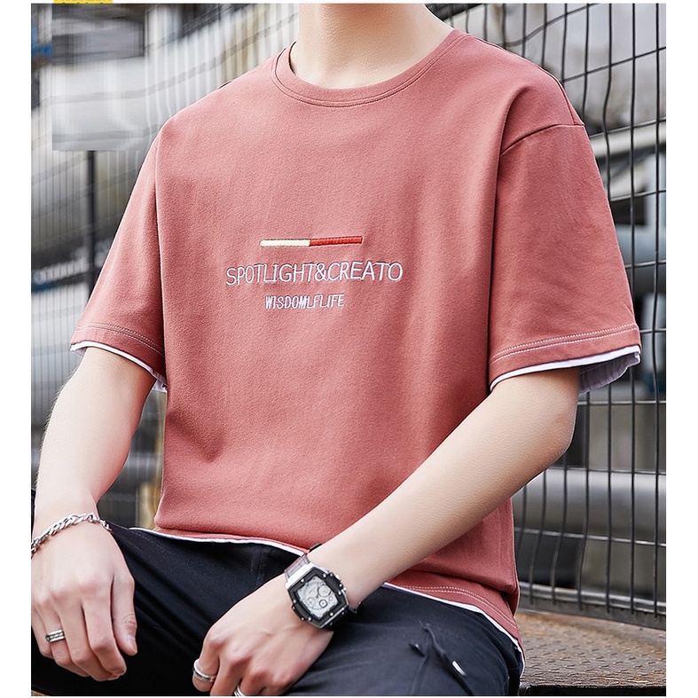 เสื้อยืดคอกลม แขนสั้นผู้ชาย ( สี ดำ/ ขาว/ส้ม) รุ่น 3134