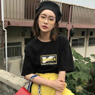 มีโค้ดลด 100 🍋เสื้อ oversize สไตล์เกาหลี ลาย America