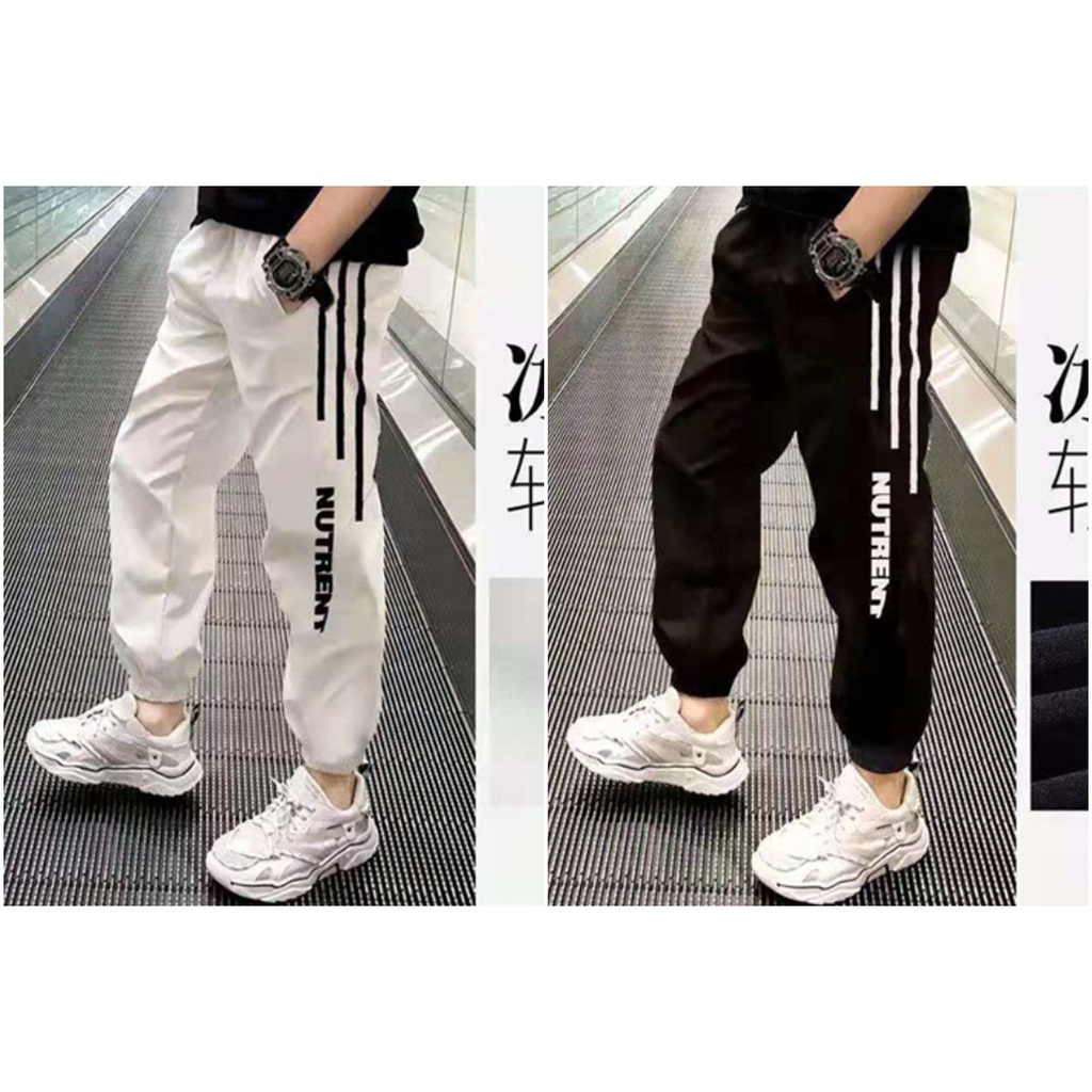 กางเกงขายาวเด็กโต Jogger Pants ลาย Nutrent สีขาว / ดำ | Shopee Thailand