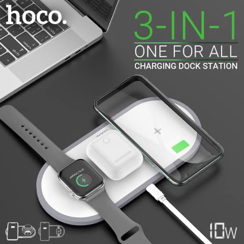 3 in 1 Wireless Charger แท่นชาร์จไร้สาย HOCO CW21 /CW24 /CW41ชาร์จ iP , AirPo , App Watch