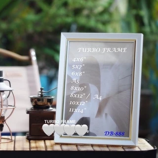 กรอบรูปTURBO FRAME เพื่อใส่ใบประกาศ ขนาด A4, 8x10", 8x12", 10x12", 11x14", 10x15" พร้อมกระจกใส+ขาตั้ง+หูแขวนผนัง(DB-888)