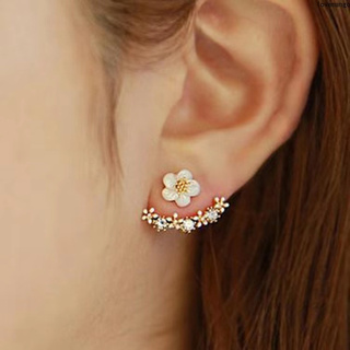 ต่างหูห้อยหลังดอกไม้เดซี่สไตล์เกาหลีKorean Style Daisy Flower Back Hanging Earrings