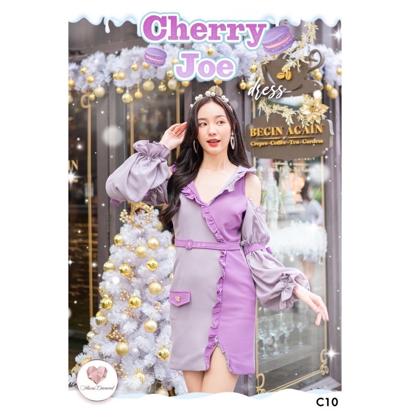 marie Diamond dress - Cherry Joe สีม่วงสวย น่ารัก ไซส์ M