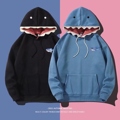 เสื้อกันหนาว ผ้าฟลีซ แบบนิ่ม ทรงหลวม ลายฉลามน่ารัก รูปที่ 3