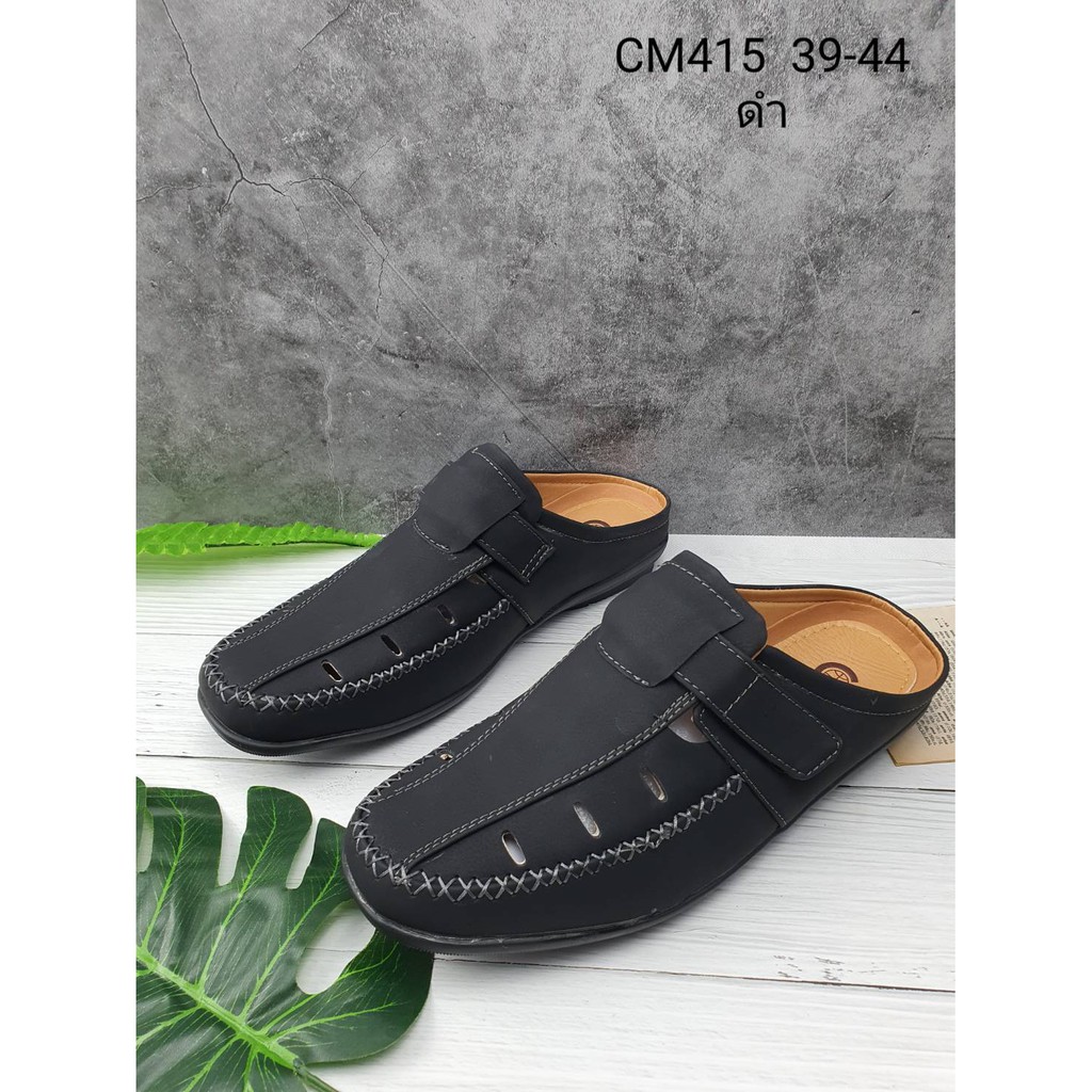 รองเท้าเปิดส้นผู้ชาย ลายคาด ข้างหน้า ยี่ห้อ CSB CM415 ไซส์ 39-44 มี 2 สี ดำ น้ำตาล ไซส์มาตรฐาน