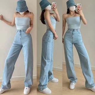 jeans 206 กางเกงยีนส์ผู้หญิง ทรงกระบอก เอวสูง กางเกงผู้หญิง