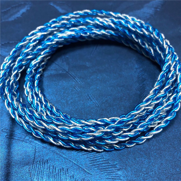 4 เส้น สีเงิน-น้ำเงิน สายหูฟังทองแดงชุบเงิน Single crystal copper silver plated 7N 100 Cores