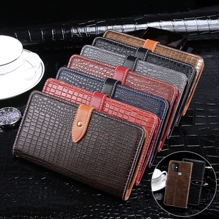 Infinix Hot 10 Case Wallet Flip Luxury Crocodile Grain Leather Cover