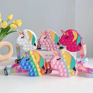 Unicorn Pop It Bag Rainbow Bag Popit Wallet Phone Shoulder Bags Cute Coin Purse for kids Girls