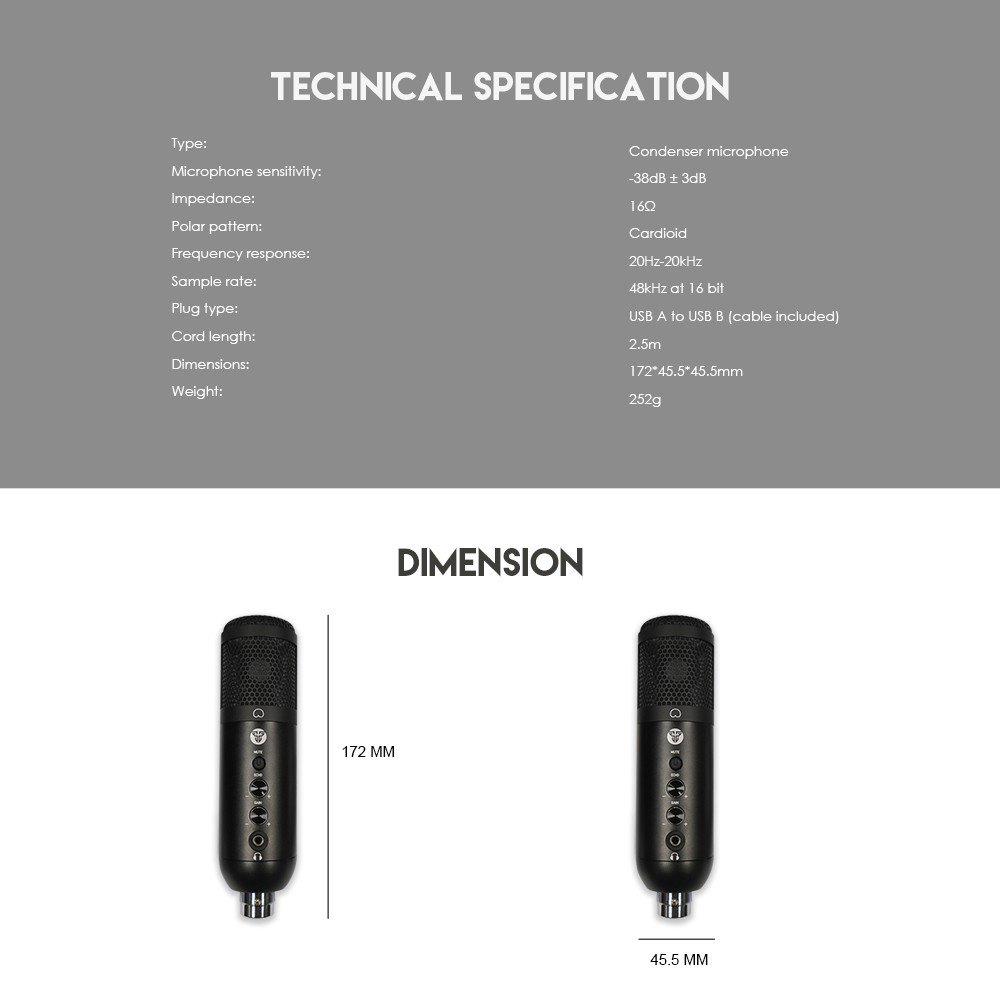 FANTECH Leviosa Microphone MCX01 ไมค์ Professional Condenser Microphone RGB ไมโครโฟน 1n4C
