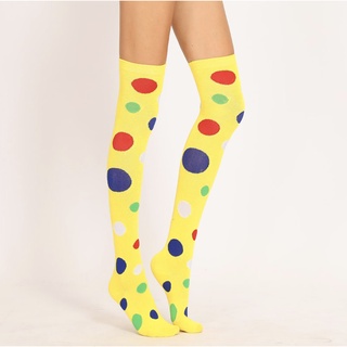 ถุงน่องแฟนซี สีเหลือง ลายจุด ยาวถึงต้นขา ถุงน่องลายจุด ถุงน่อง Polka Dots Fancy Stocking