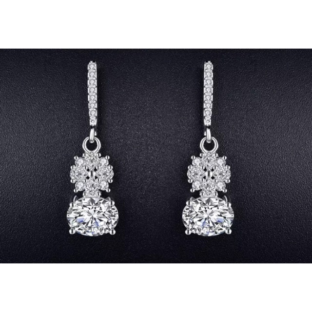 ต่างหูเพชร CZ Swiss  แบบ Hanging Earring เพชร CZ