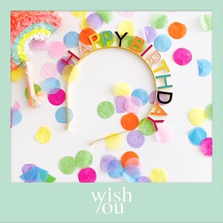 WishYou [พร้อมส่ง] ที่คาดผม วันเกิด ปาร์ตี้งานวันเกิด Colorful Headband Happy Birthday