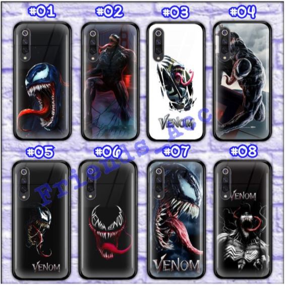 XIAOMI MI 8, MI 8 SE, MI 9 PREMIUM CASE CASING GLASS VENOM MOTIF