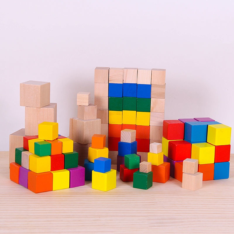 Cube การสอนคณิตศาสตร์ AIDS Cube Square Building Blocks เด็กไม้ขนาดเล็ก ...