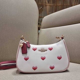 COACH CA251 TERI SHOULDER BAG WITH STRIPE HEART PRINT