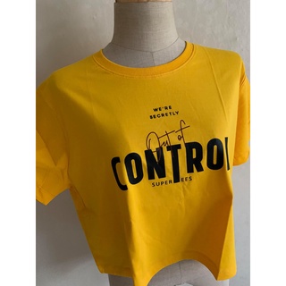 SUPERTEES Crop top เสื้อยืดผู้หญิงทรงครอปลายControl ซุปเปอร์ทีส ผ้าฝ้าย100%