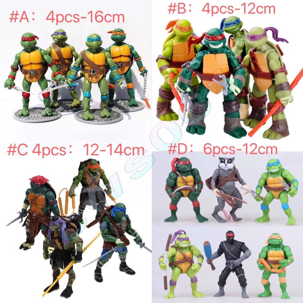 4-6 ชิ้น/เซ็ตการ์ตูน/2012/2014 เต่านินจาวัยรุ่นอะนิเมะ/ภาพยนตร์ TMNT ตัวเลขการกระทํา 12-16 ซม. ของเล