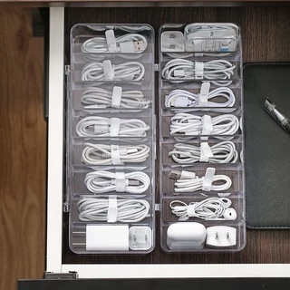 กล่องเก็บสายชาร์จมือถือ กล่องเก็บสายอะคริลิคใส 8 ช่อง จัดระเบียบสายชาร์จ