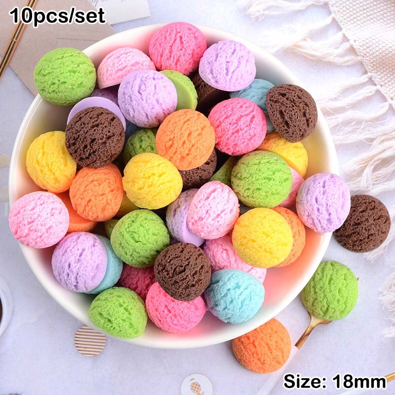 10pcs/set Simulation Ice Cream Resin Flatback Phone Case Cabochon DIY Accessories Head Rope Decor