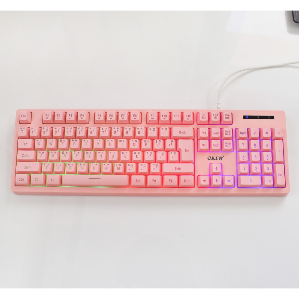 Oker keyboard KB-789 Super pink .สวยที่สุดใน 3 โลก งานดีจริงๆ ไฟ backlight งดงงาม